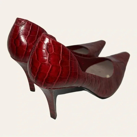 Women’s ENZO ANGIOLINI HEELS‎ CONE HEELS ALLIGATOR SKIN RED IN COLOR SIZE 6.5M - Picture 7 of 16